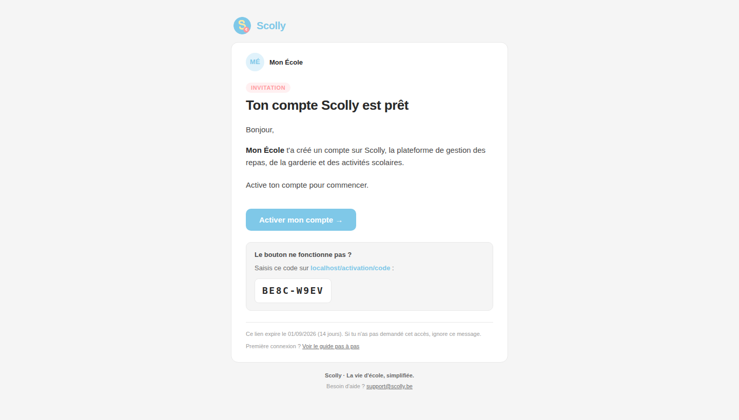Email d'invitation (ordinateur)