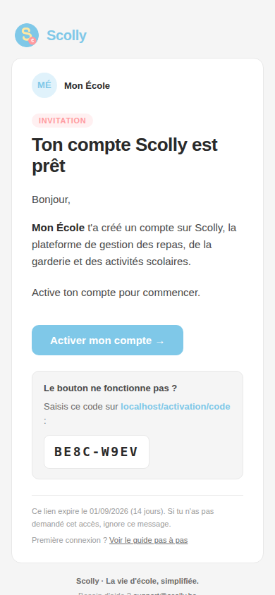 Email d'invitation (mobile)