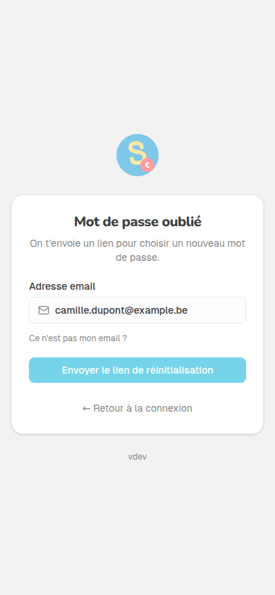 Mot de passe oublié (mobile)