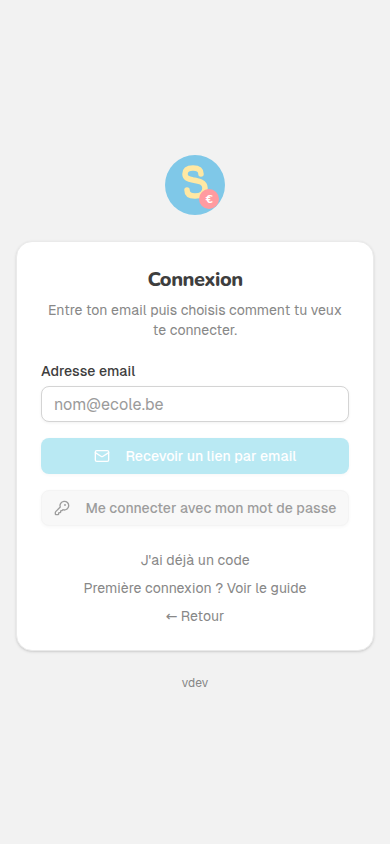 Écran de connexion (mobile)
