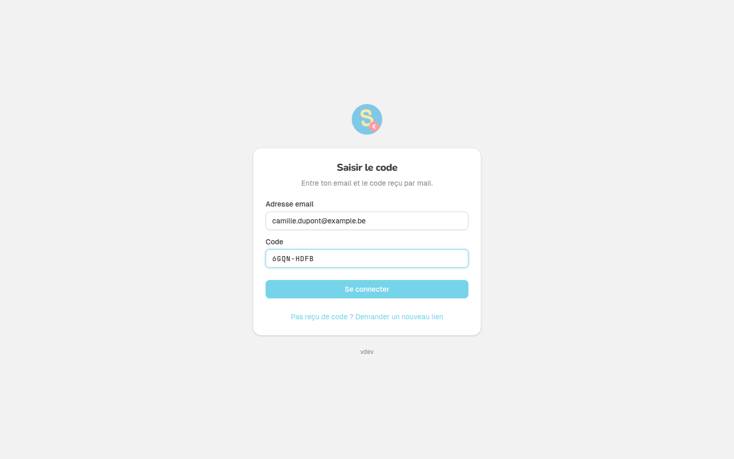 Saisie du code de connexion (ordinateur)
